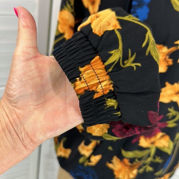 Susan Graver Bomber Jacket Large Floral Stretch Lightweight - Picture 11 of 16